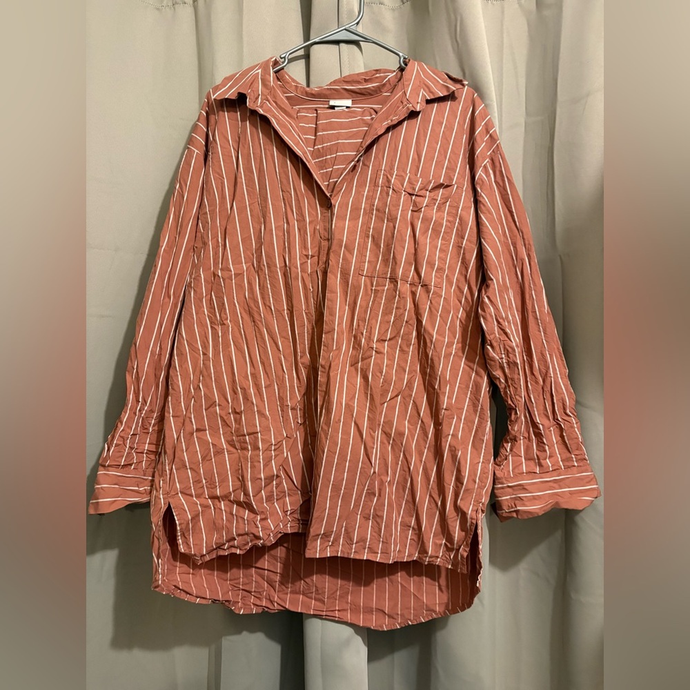 a new day womens Terracotta & White Striped cotton set